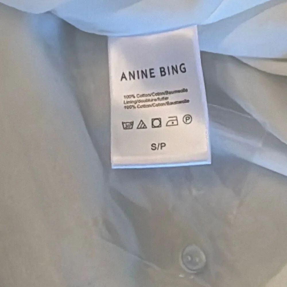 ANINE BING Addison Tiered Cotton V-Neck Long Sleeve Oversized Babydoll Mini Dres - Picture 11 of 13